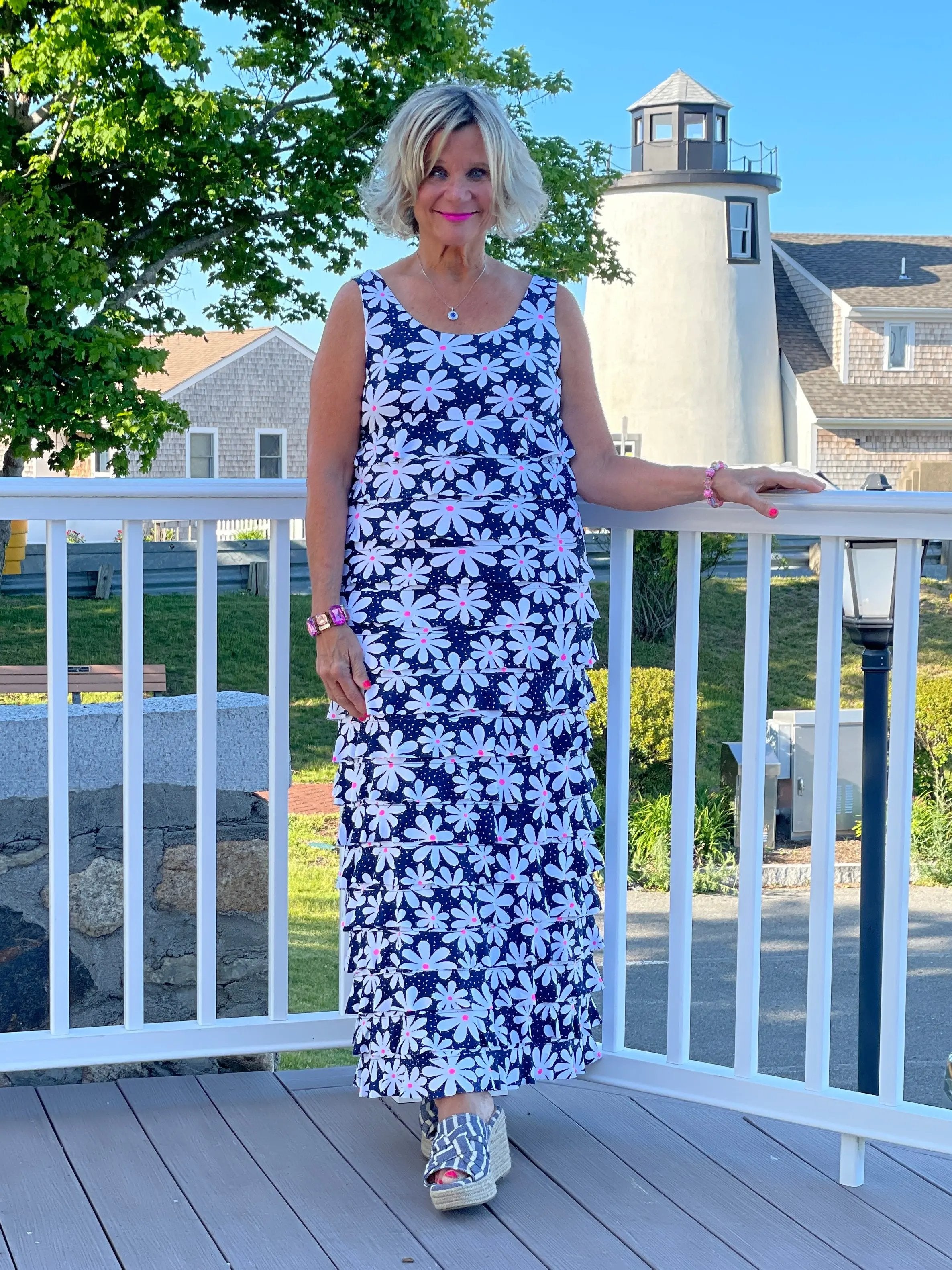 NAVY DAISY MAXI CHA CHA DRESS