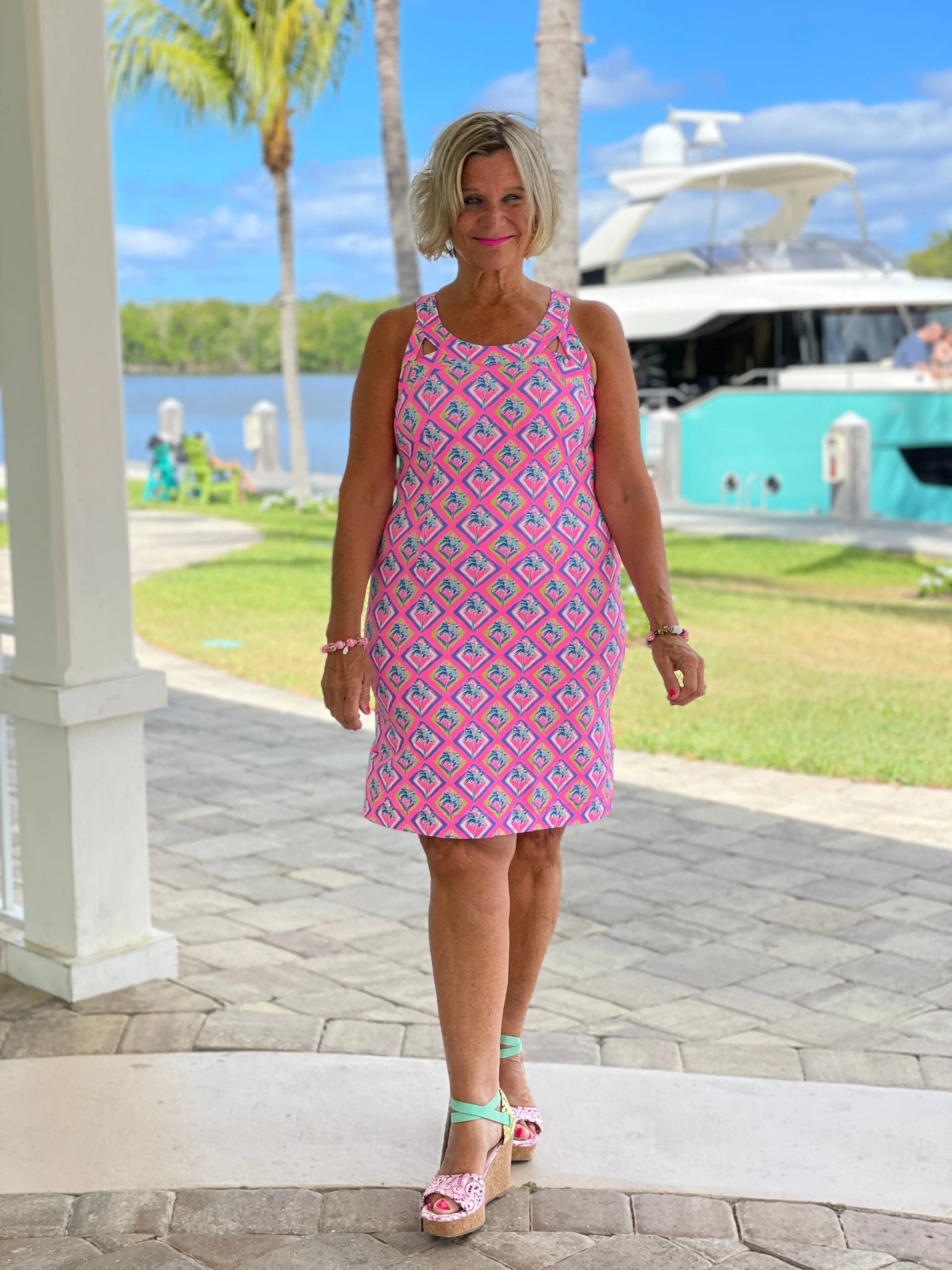 PALM TREE SIESTA HALTER DRESS
