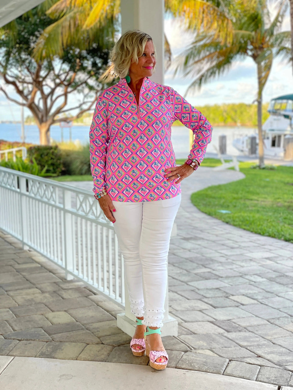PALM TREE SIESTA HALF ZIPPER