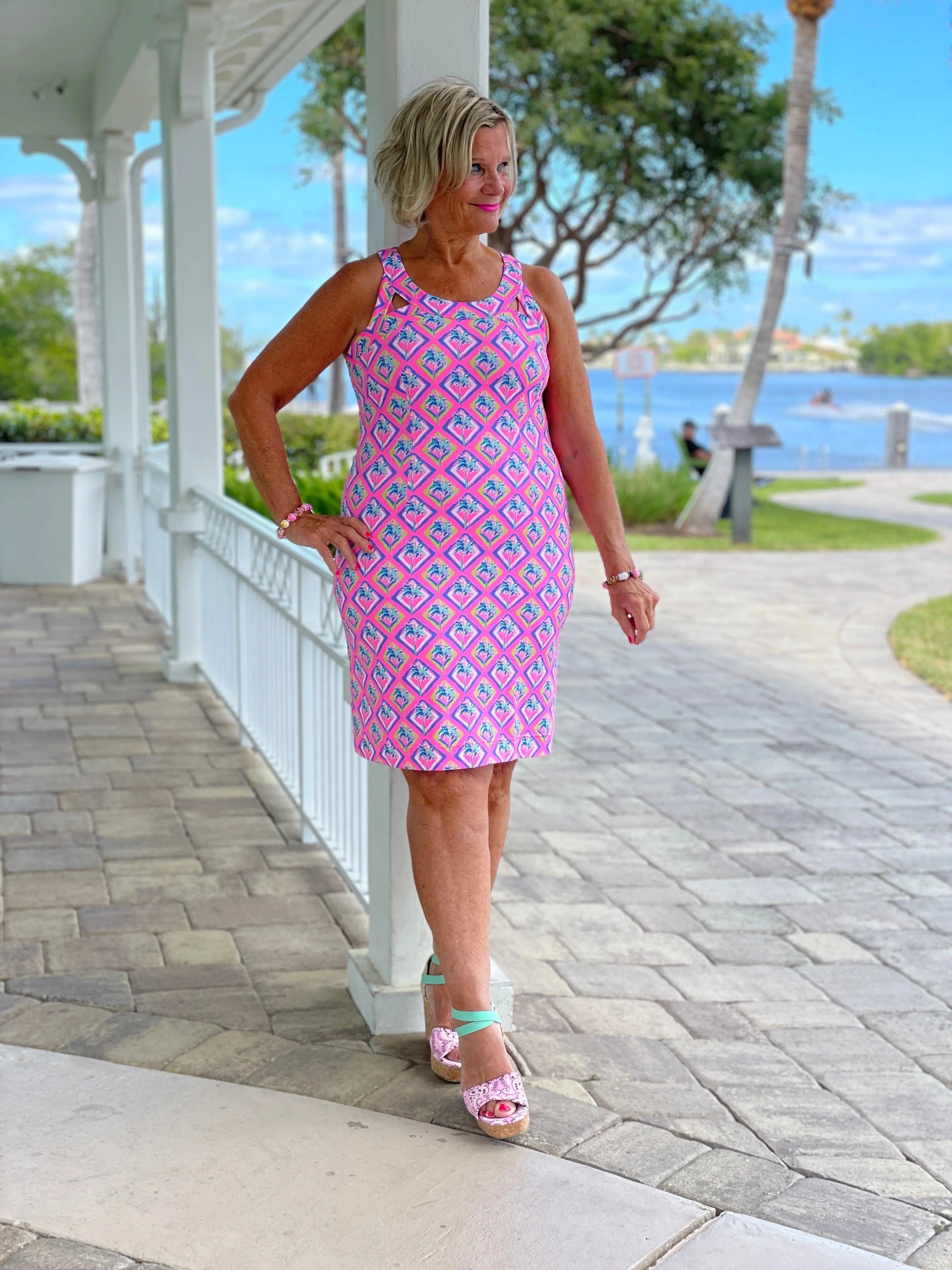 PALM TREE SIESTA HALTER DRESS