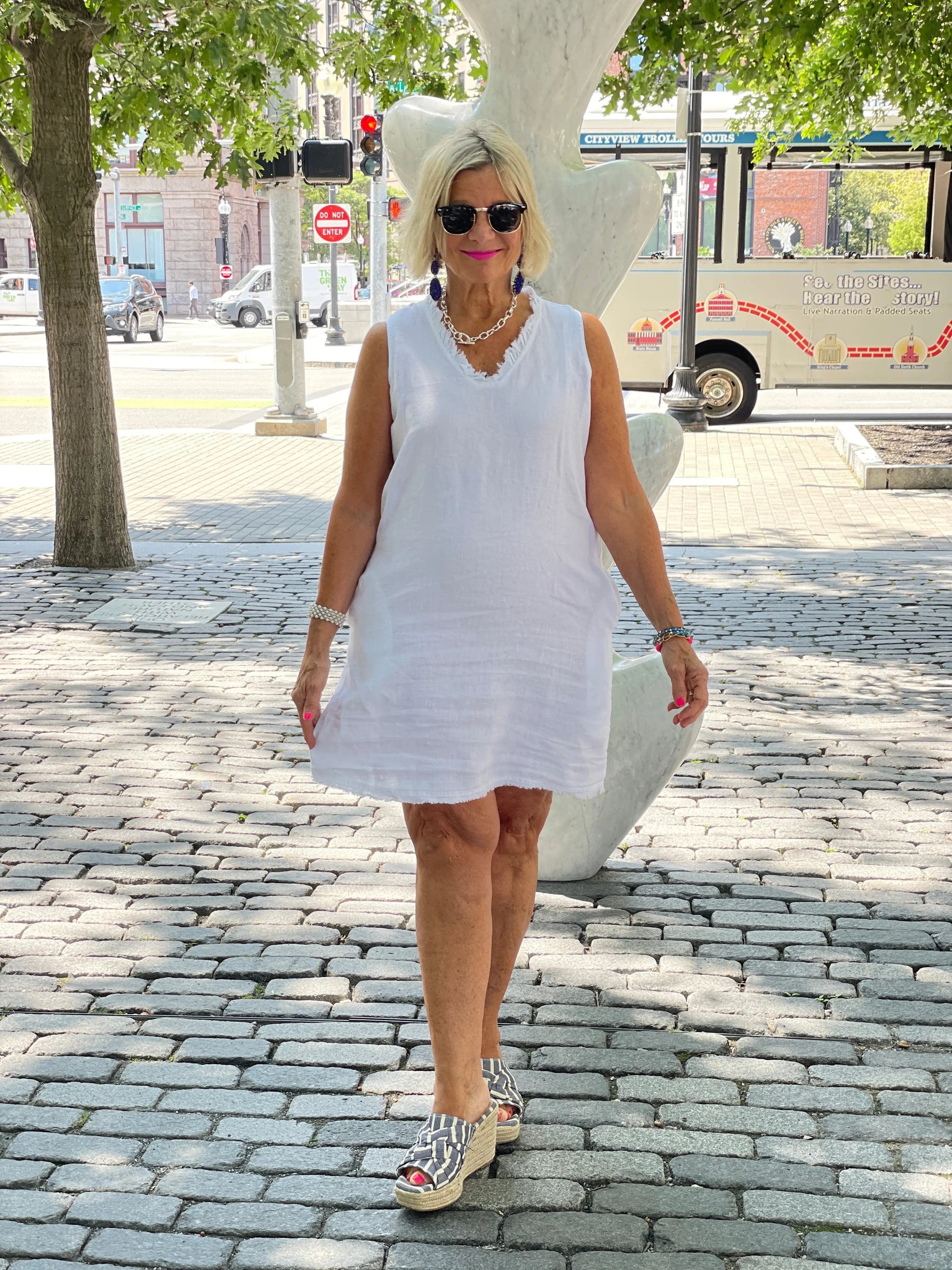 LULU-B WHITE LINEN DRESS