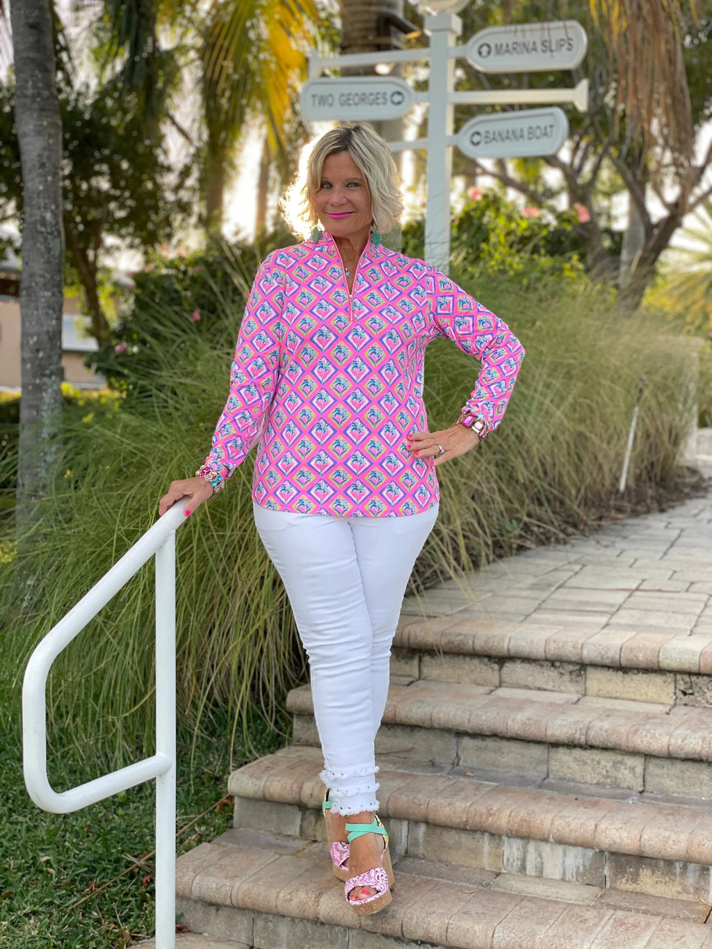 PALM TREE SIESTA HALF ZIPPER