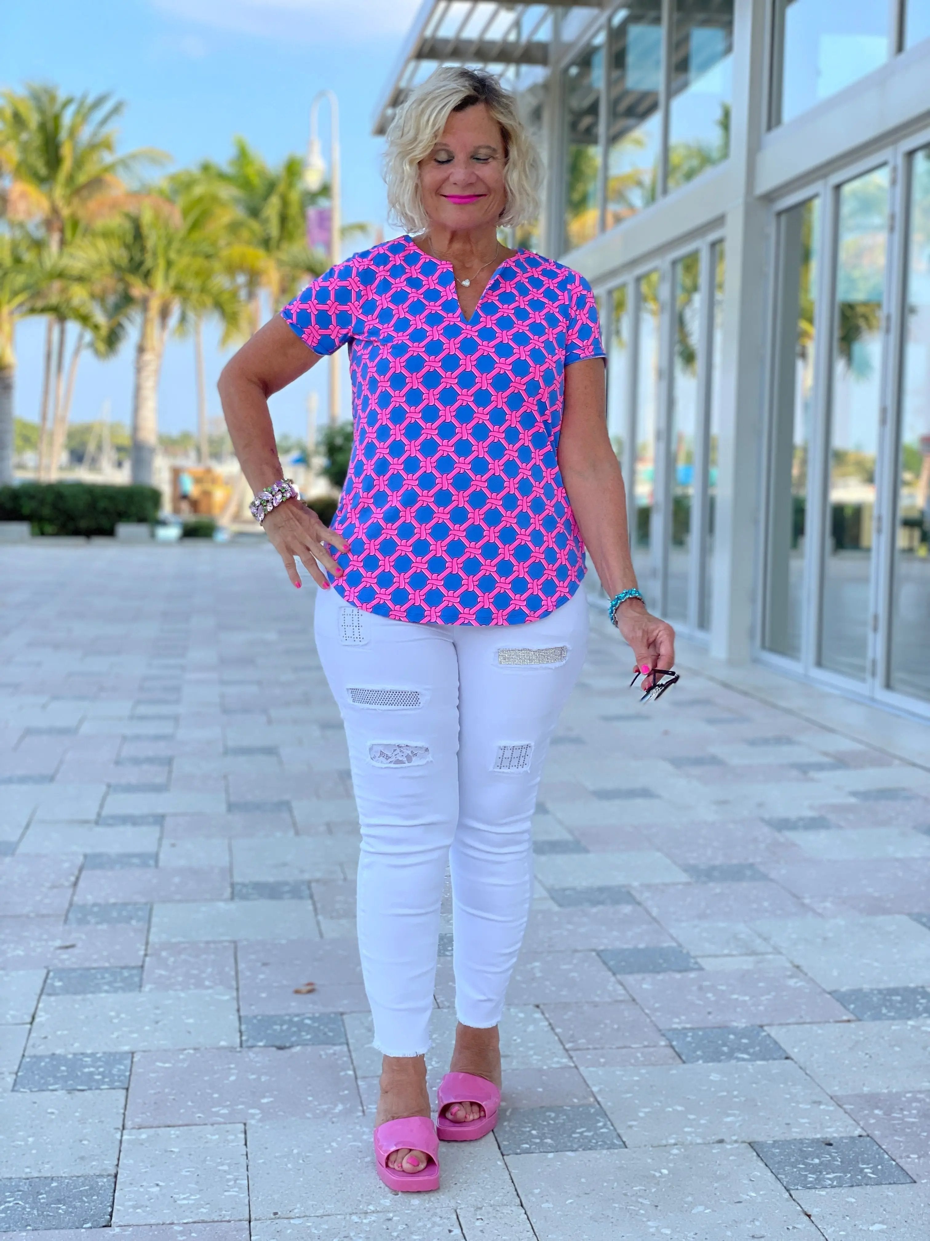 PINK SPADE SHORT SLEEVE TOP