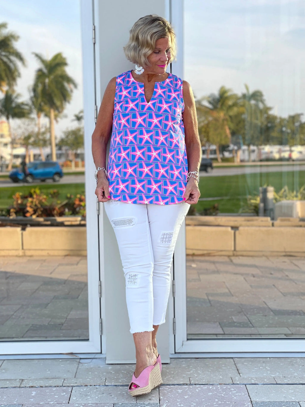 PINK STARFISH BEACH SLEEVELESS