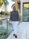NAVY STRIPE BOATNECK SWEATER