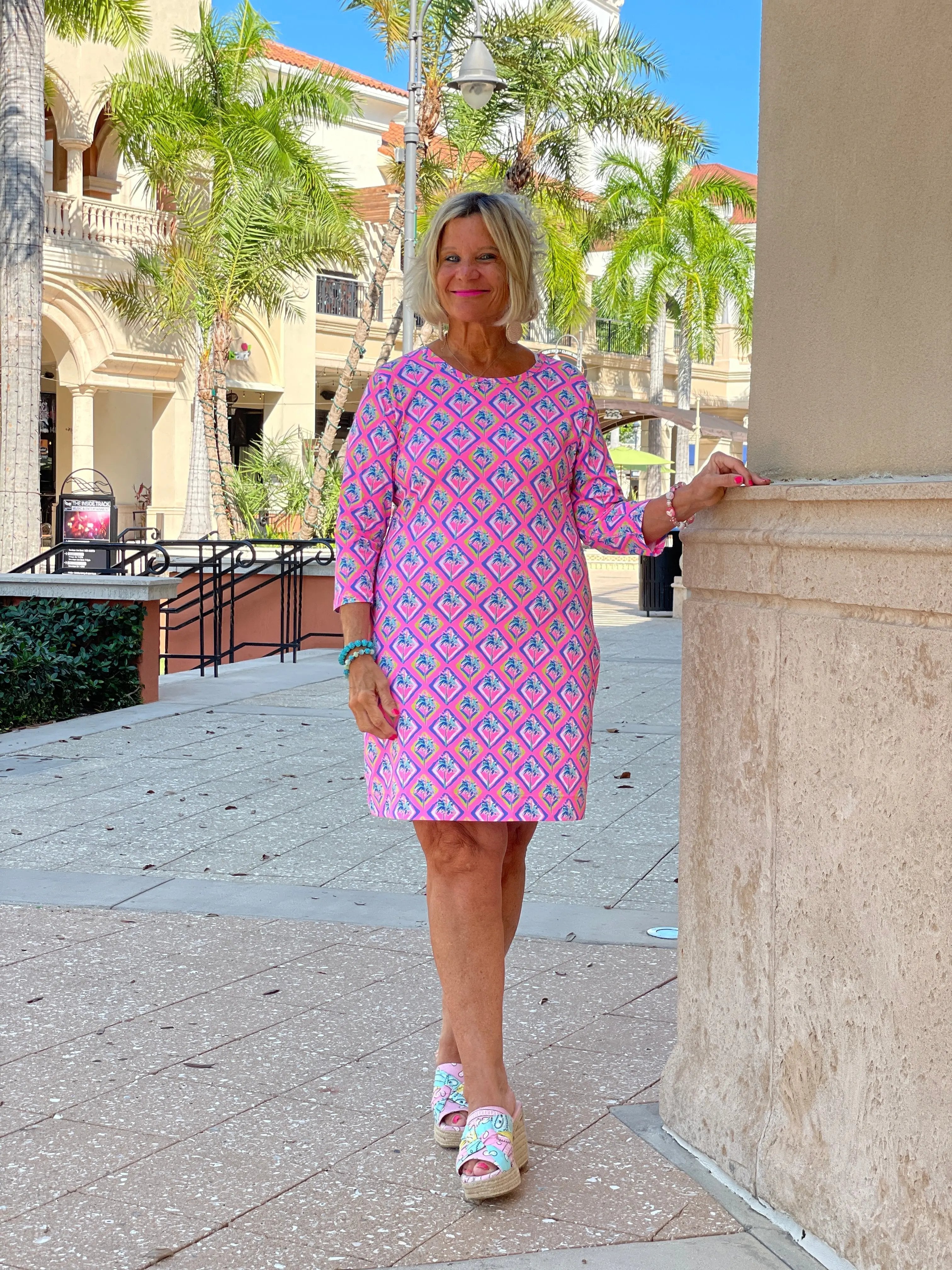 PALM TREE SIESTA SLEEVE DRESS