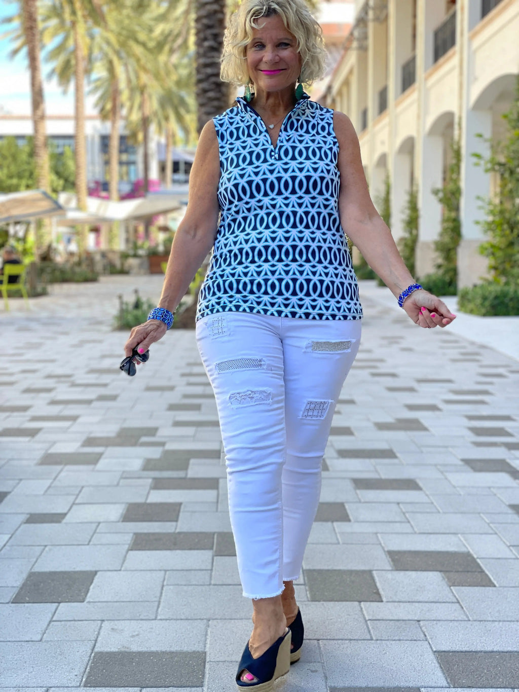 MELINA BLUE SLEEVELESS ZIPPER