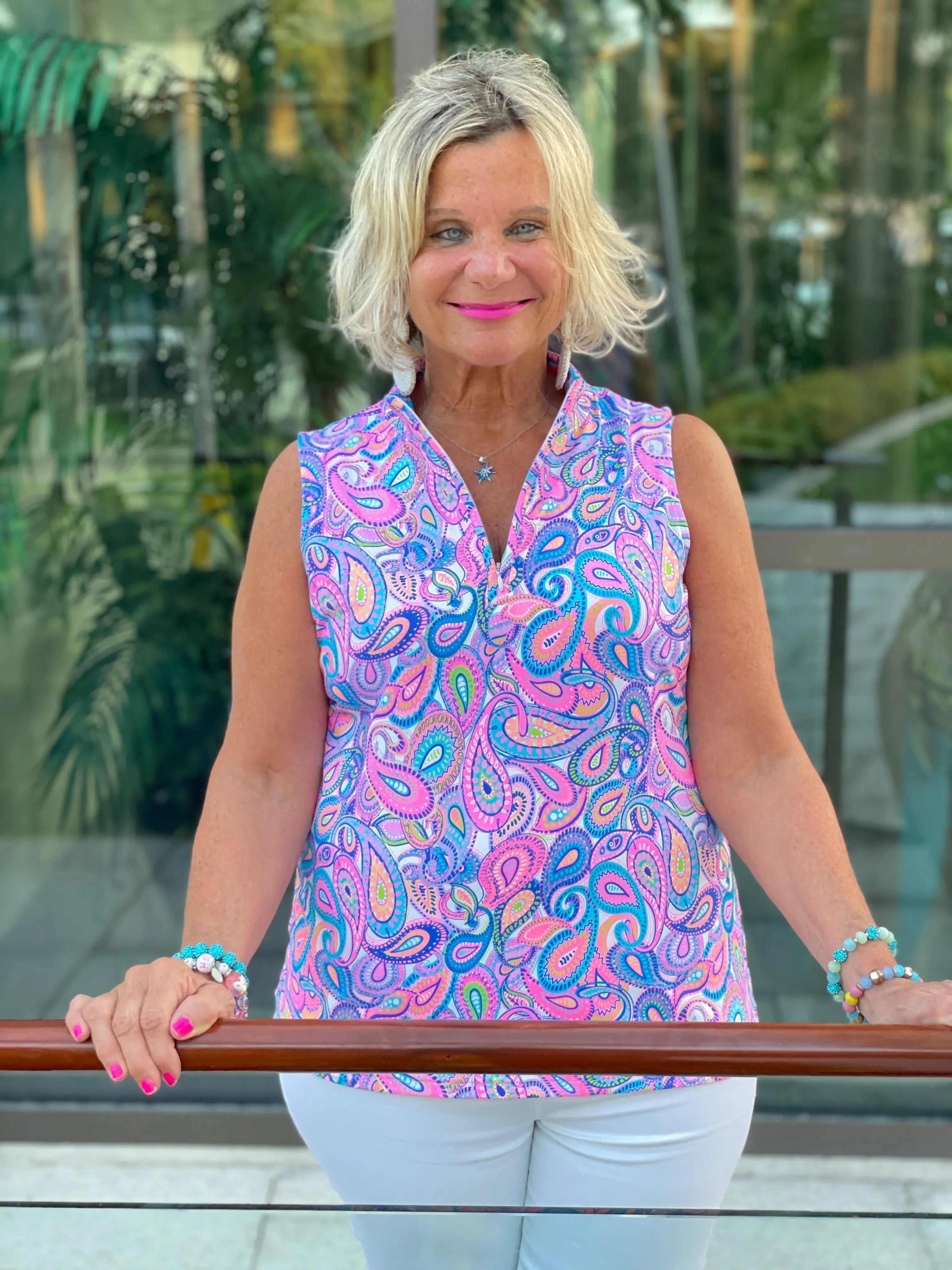 Paisley Sleeveless Zipper