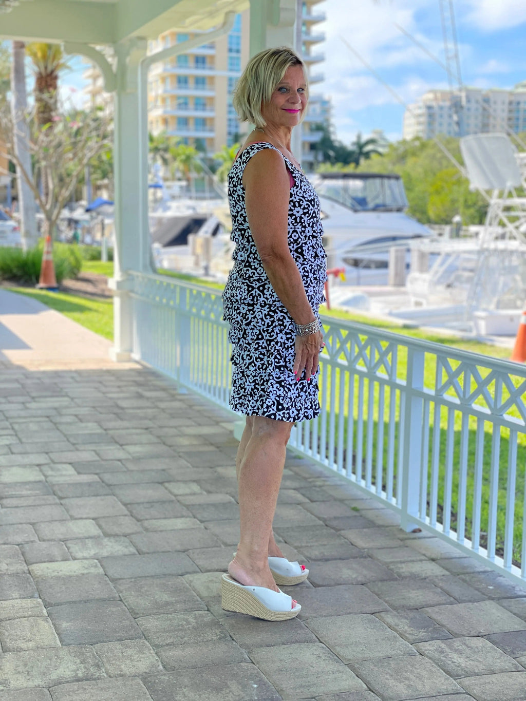 NAPLES DAY LAYERED RUFFLE DRESS