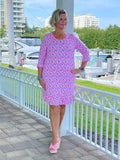 PALM TREE SIESTA RUFFLE SLEEVE DRESS