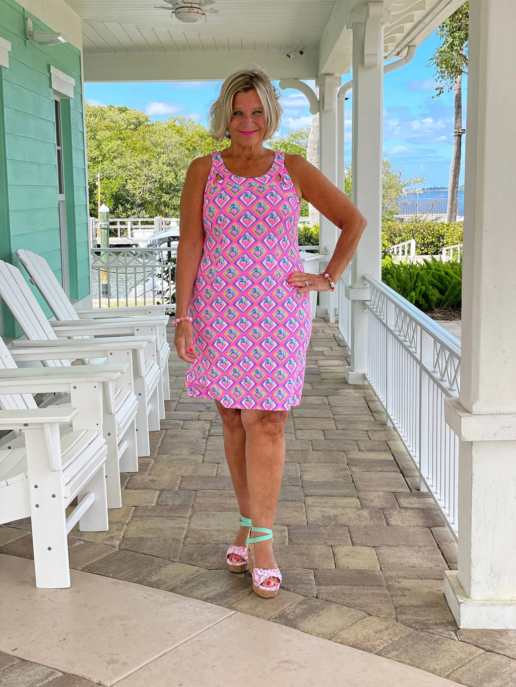 PALM TREE SIESTA HALTER DRESS