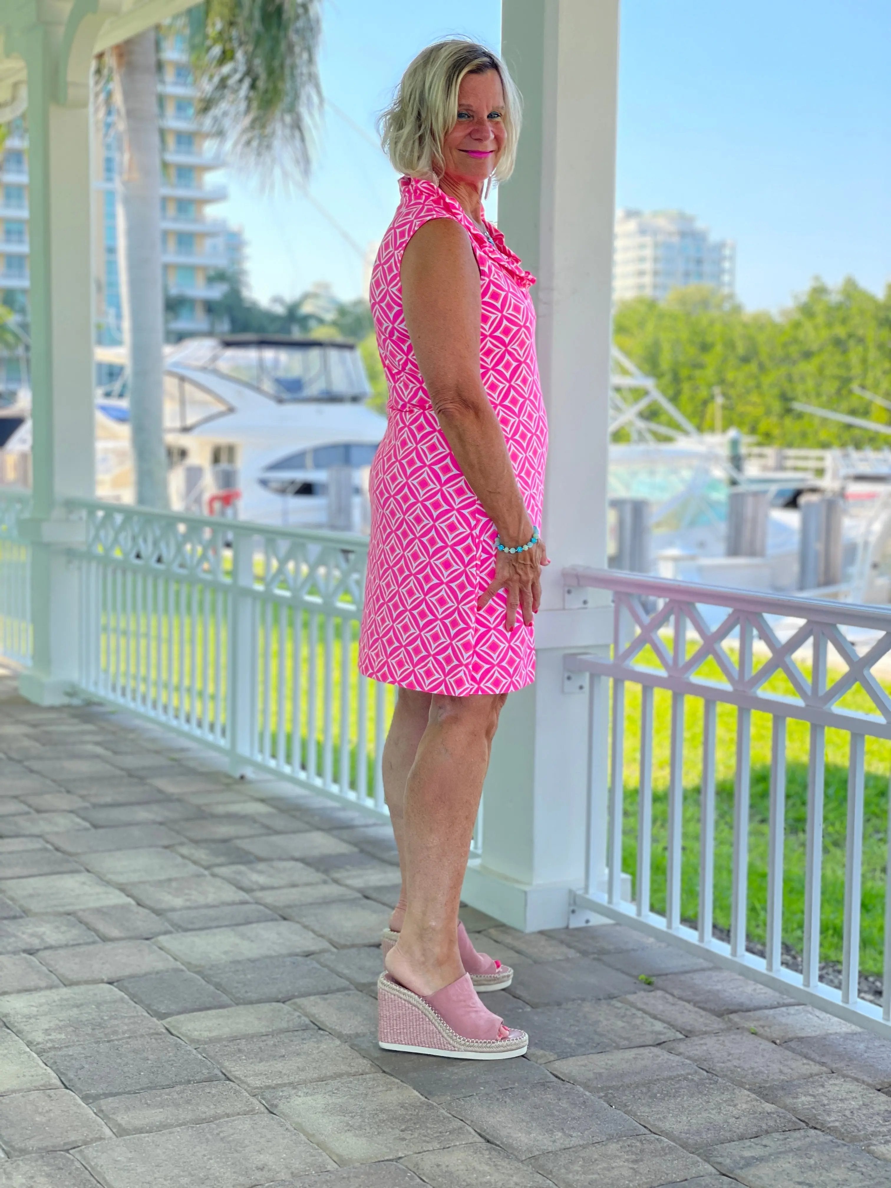 PINK DIAMONDS RUFFLE DRESS