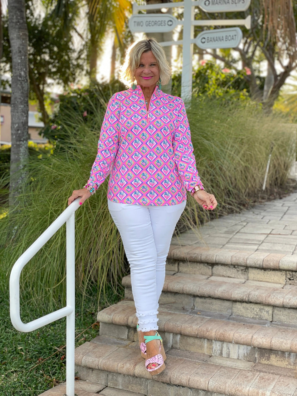 PALM TREE SIESTA HALF ZIPPER