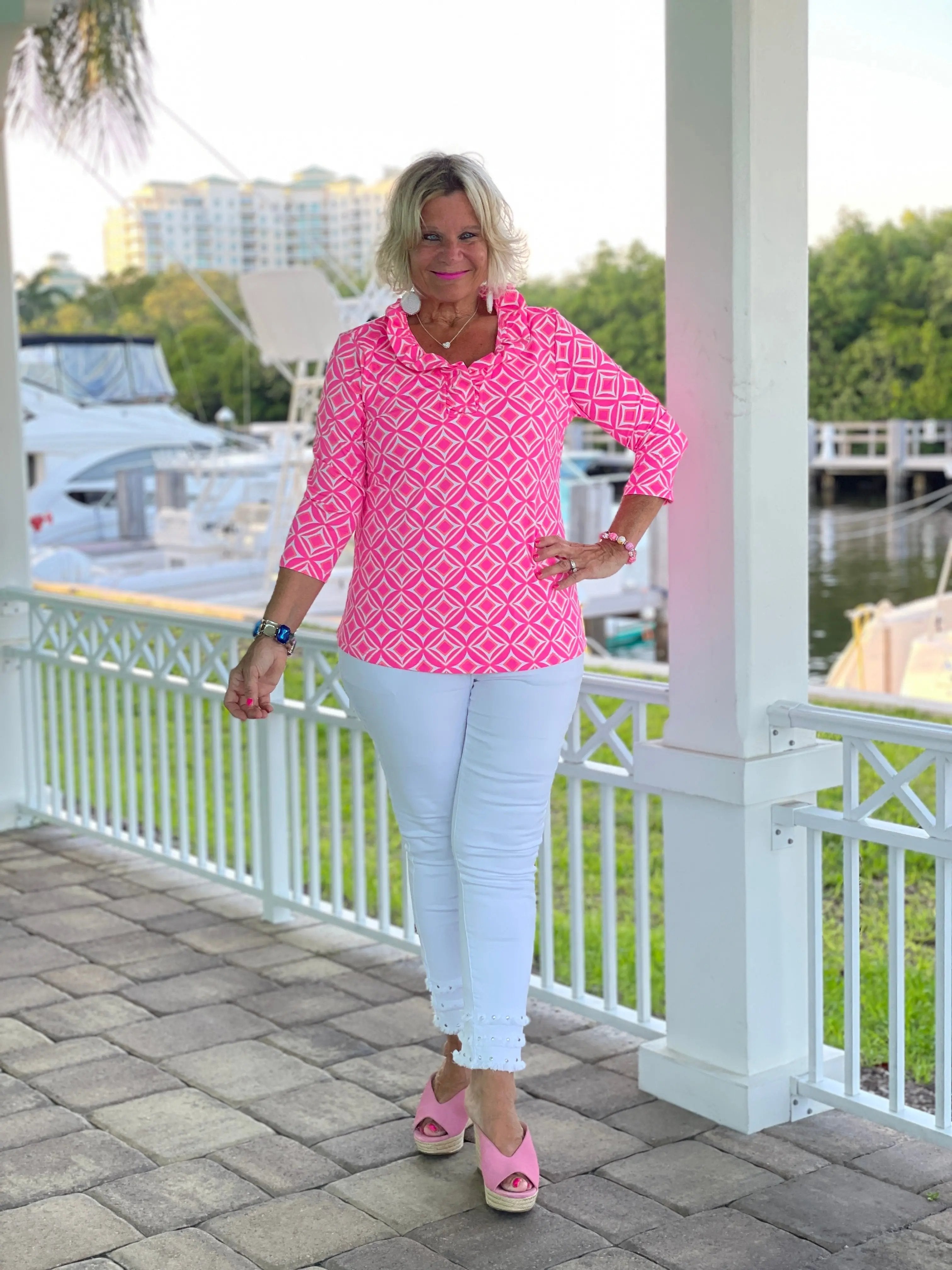 PINK DIAMONDS RUFFLE TOP