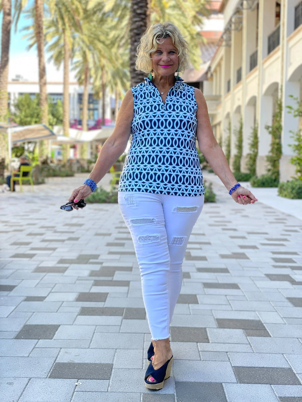 MELINA BLUE SLEEVELESS ZIPPER