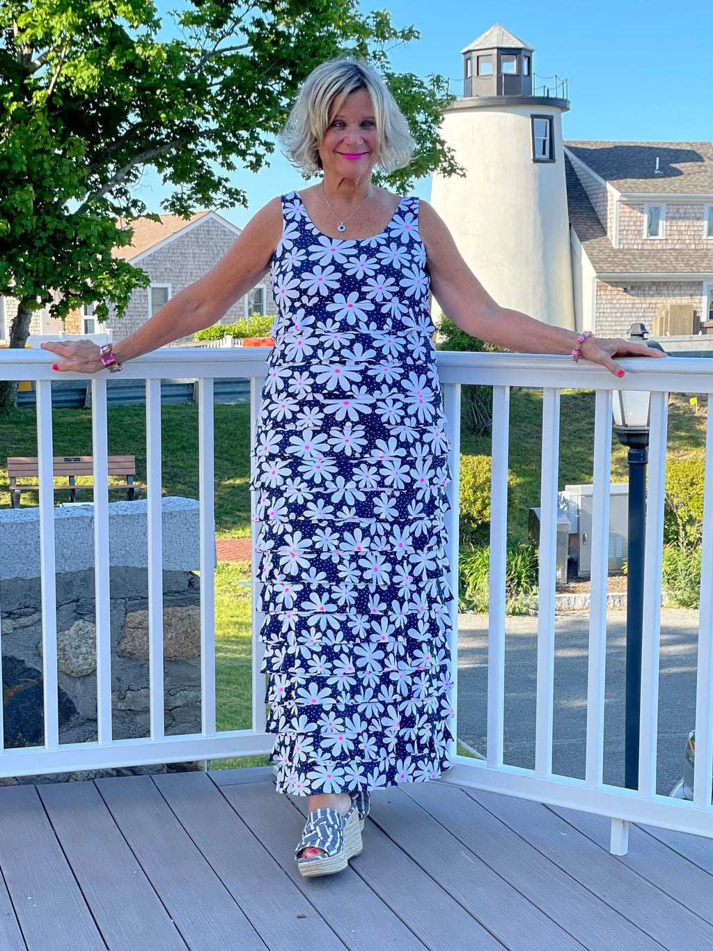 NAVY DAISY MAXI CHA CHA DRESS