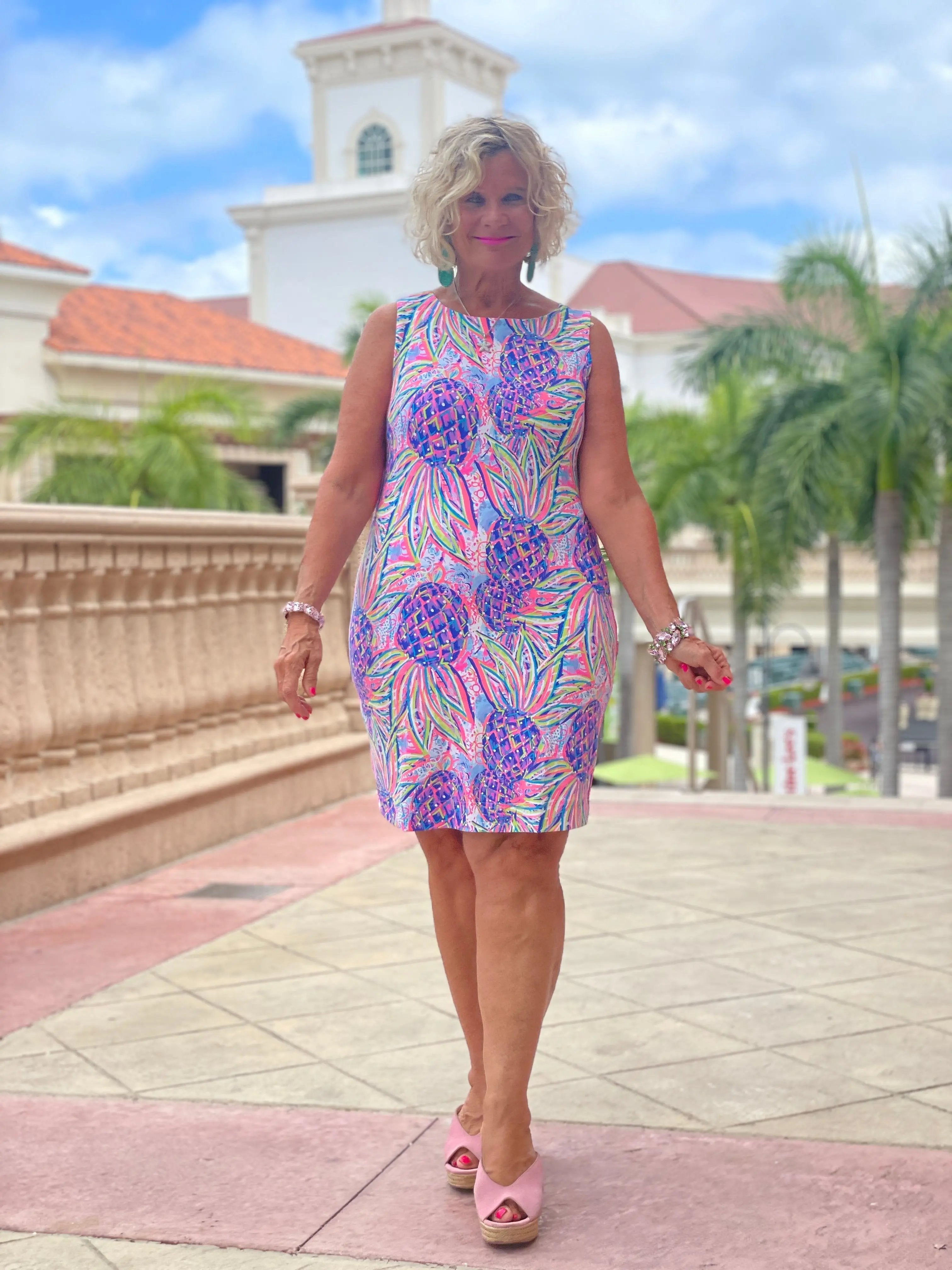 PINK PINEAPPLE DREAM SHIFT DRESS