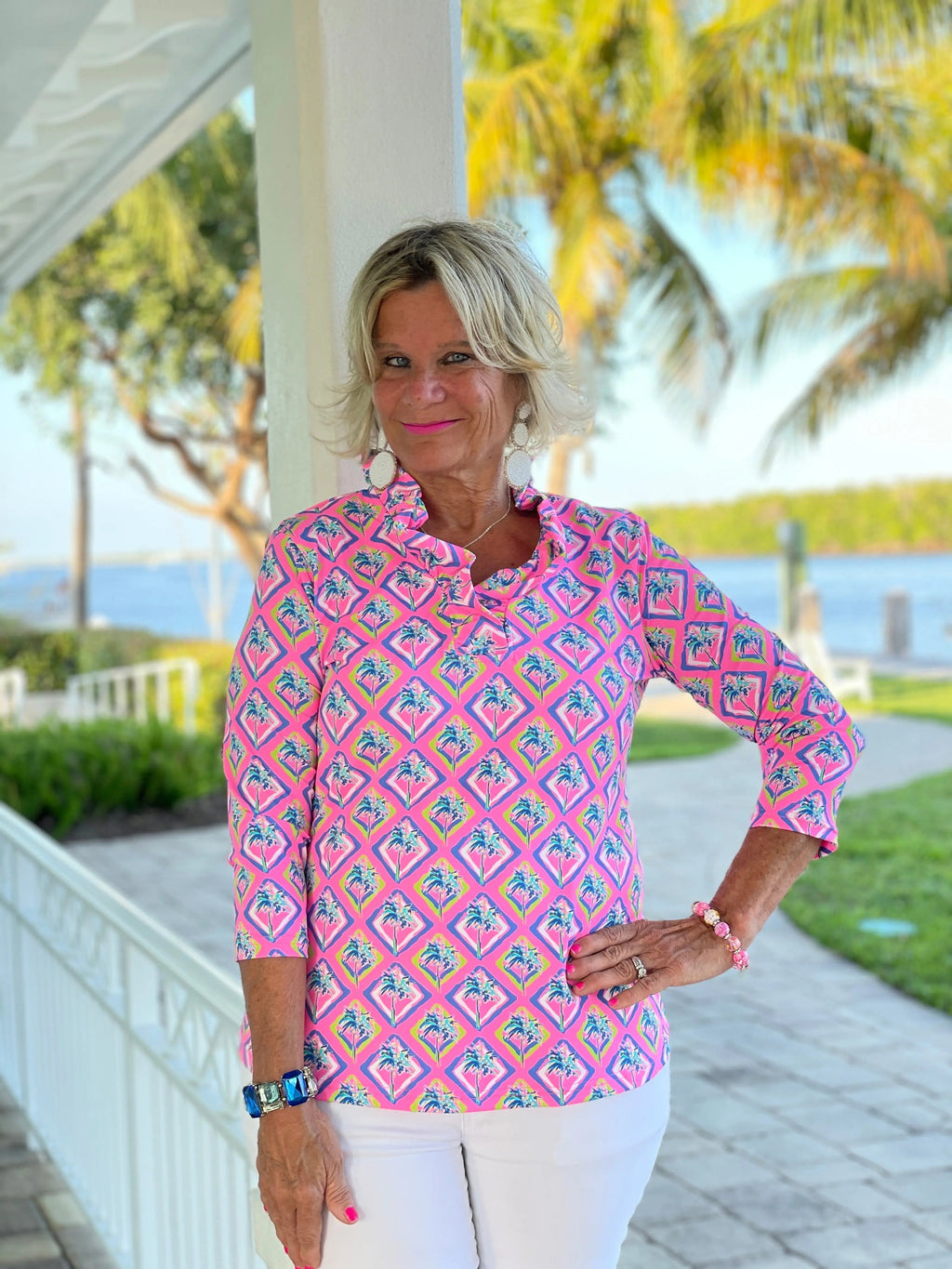 PALM TREE SIESTA RUFFLE TOP
