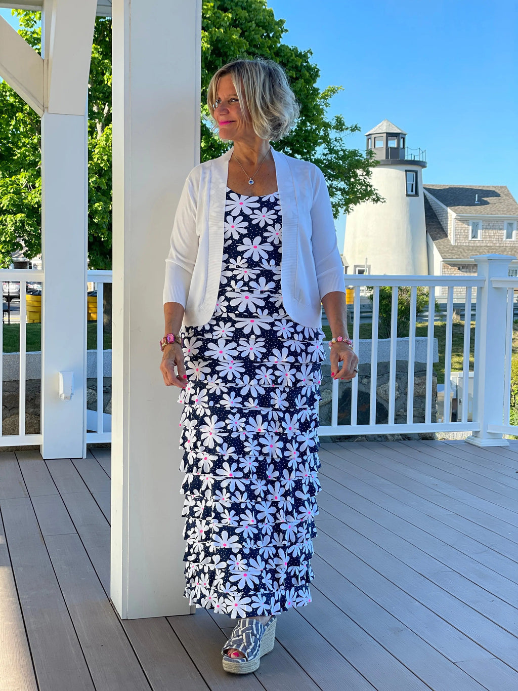 NAVY DAISY MAXI CHA CHA DRESS