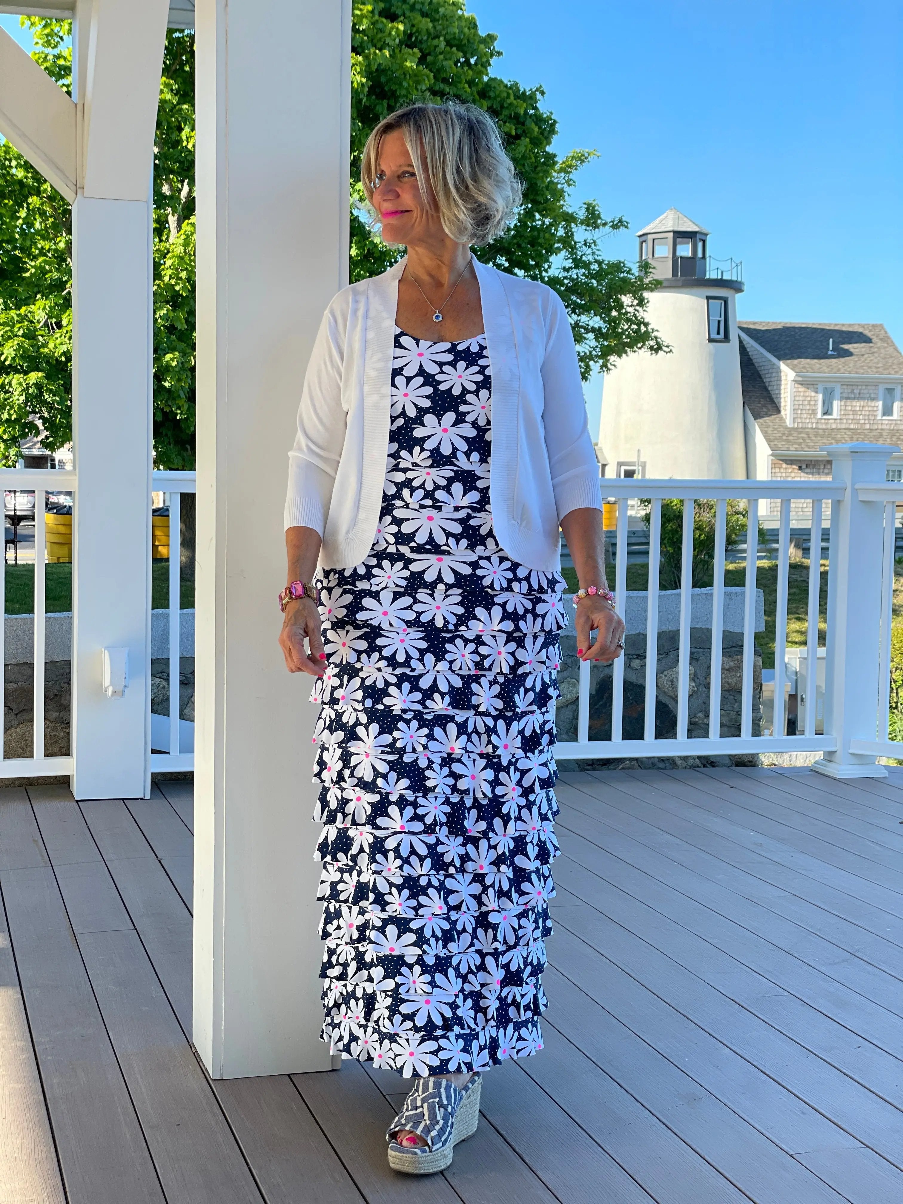 NAVY DAISY MAXI CHA CHA DRESS