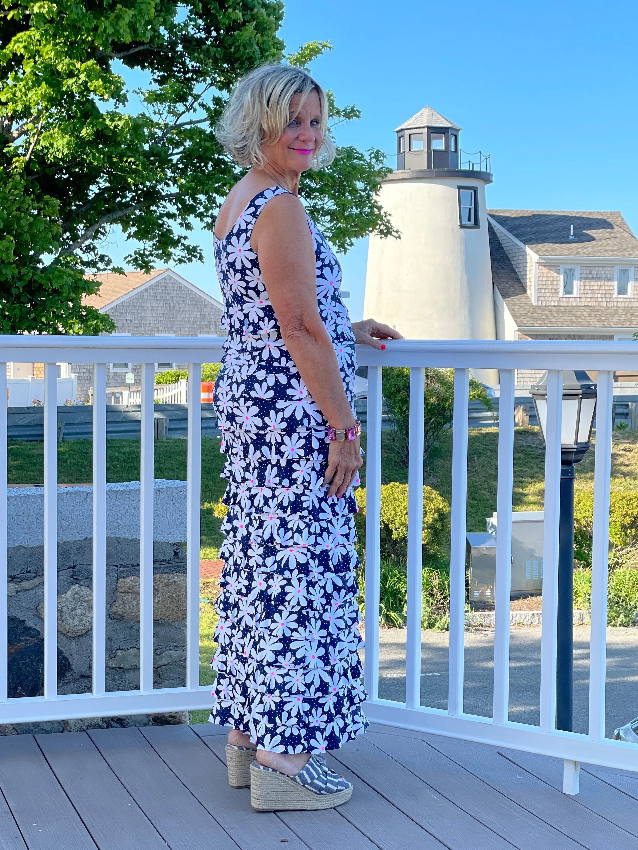 NAVY DAISY MAXI CHA CHA DRESS