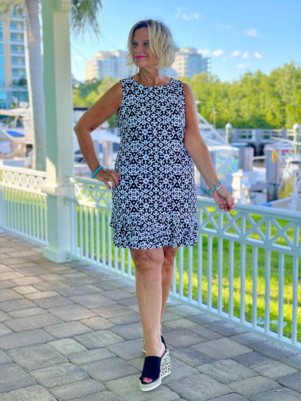 NAPLES DAY SHIFT RUFFLE DRESS
